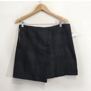 Mercer & Madison Plaid Wool Mini Skirt Size 14 Plus Size Dark Gray Black Lined